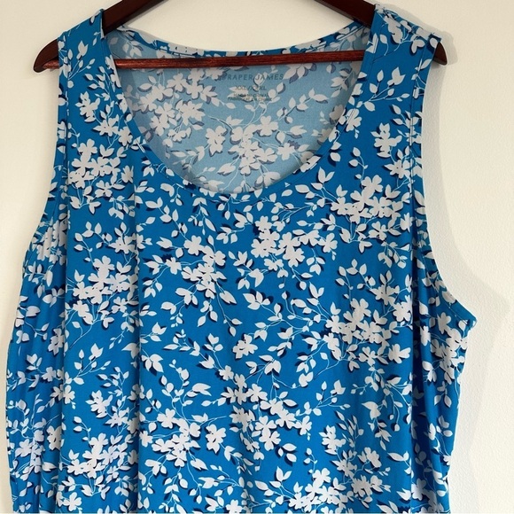 Draper James Comfy Stretchy Blue White Floral Dress with Ruffle Hem XXL/XXXL - Picture 3 of 7